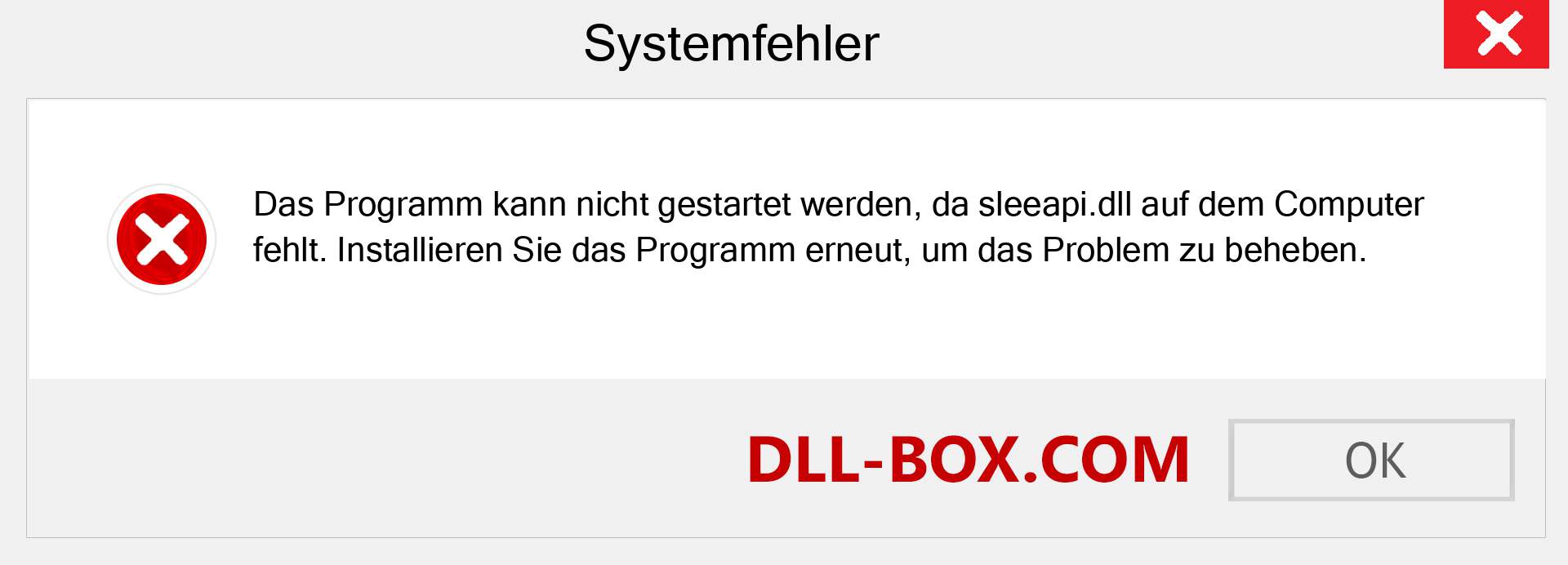 sleeapi.dll-Datei fehlt?. Download für Windows 7, 8, 10 - Fix sleeapi dll Missing Error unter Windows, Fotos, Bildern